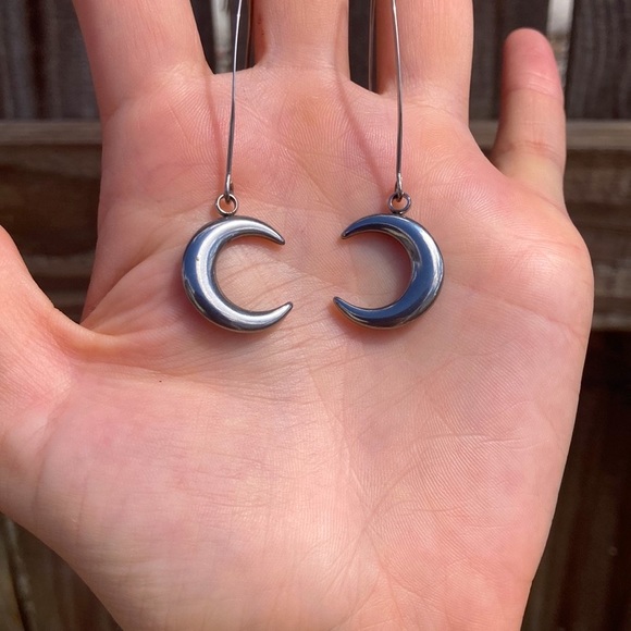 Moon Goddess Heavy Stainless Steel Earrings - Picture 7 of 12